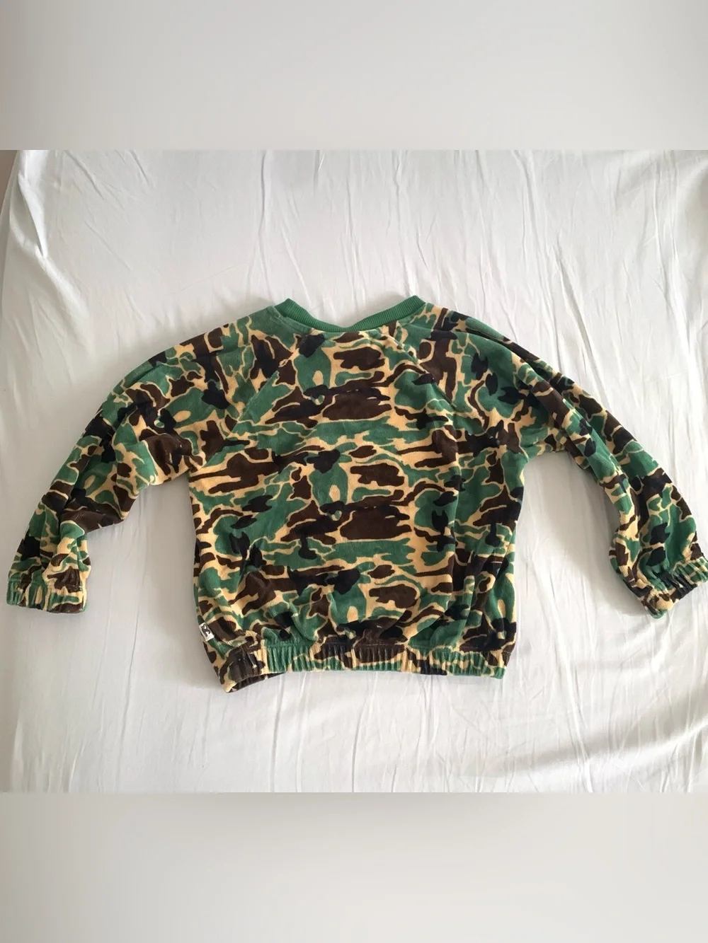 Mini Rodini Velour Camo Print Sweatshirt 3-5T
